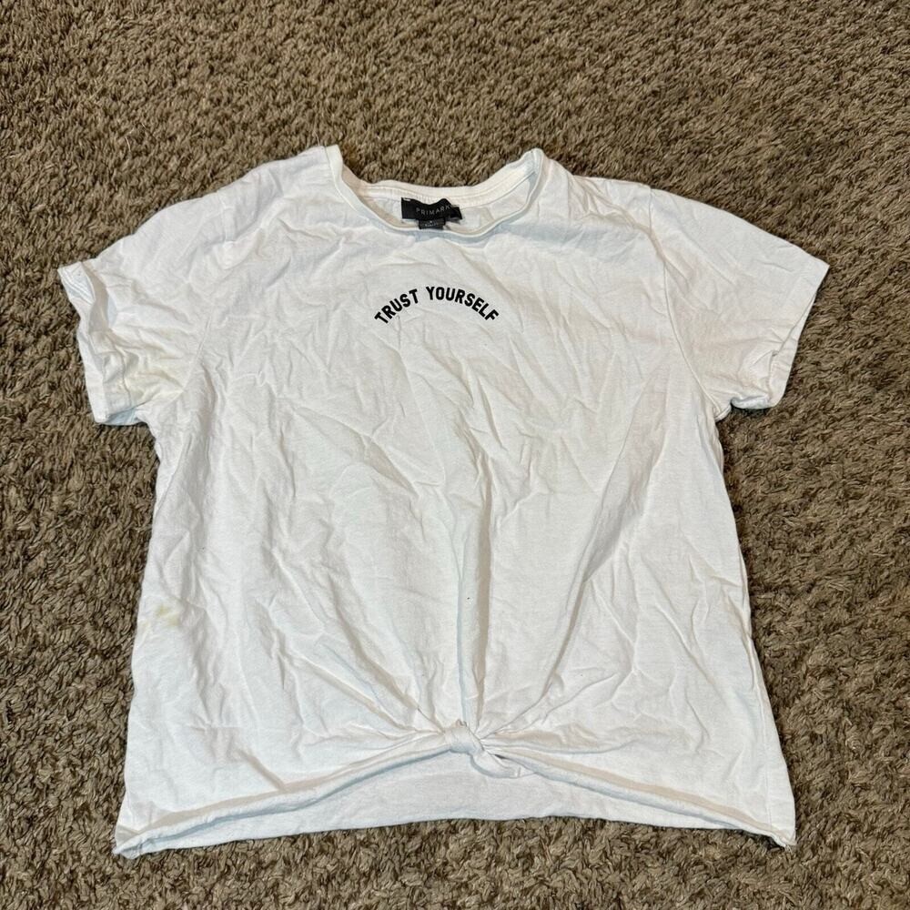 Primark Trust Yourself Tshirt White Black Women Size Small